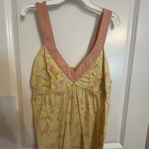 Fossil Floral Sleeveless top with Pink Accents
